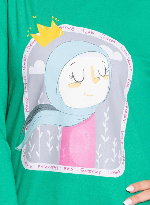 Green Printed Long - Sleeve Design 56 - Khotwh